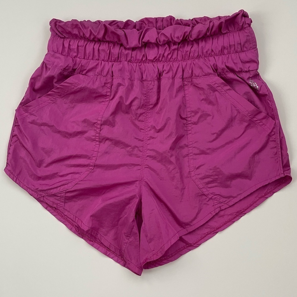 Free People Fp Movement Hot Pink High Waist Windbreaker Shorts Size Medium